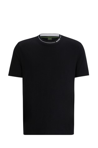 Cotton-jersey regular-fit T-shirt with branded collar