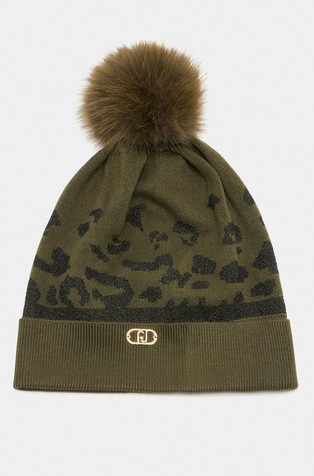 Viscose-blend knit beanie with pom-pom