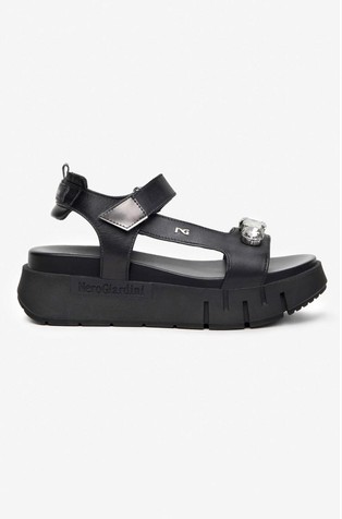 Leather and Technical Fabric Sandals