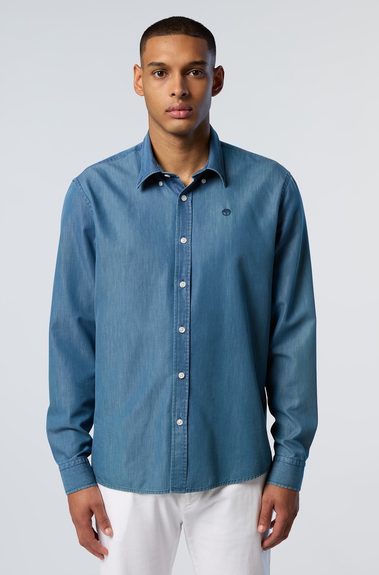 NORTH SAILS Regular fit srajca iz bombažne mešanice z videzom denima Modra - Blue 
