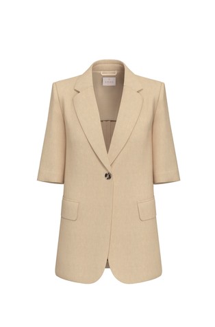 Suknjič s kratkimi rokavi iz mešanice viskoze in lana