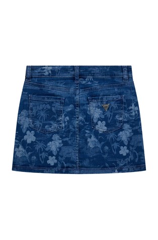 GUESS Mini denim krilo s cvetličnim vzorcem Modra - Blue 6