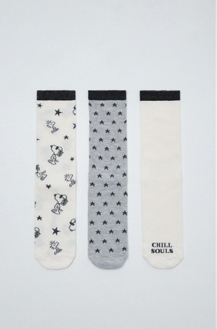 Snoopy print 3-pack long socks