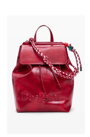 Shiny mini backpack with braided handle