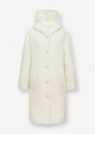 Long hooded coat in wool-blend