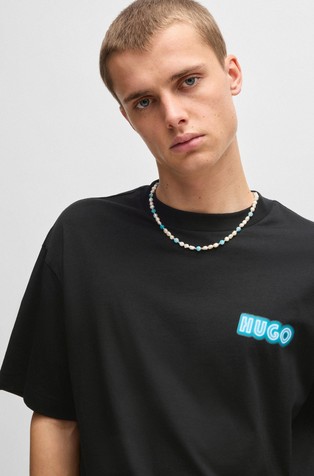HUGO BOSS Cotton-jersey T-shirt with back print Black 3