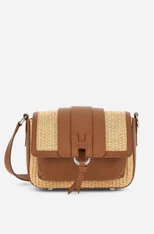 Torbica za čez ramo iz usnja in rafije