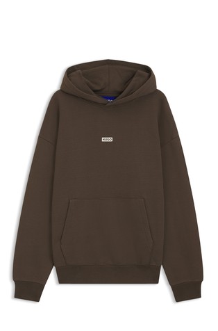 Ohlapen bombažen pulover s kapuco in logo detajli