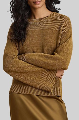 Relaxed fit pleten pulover iz bombažne mešanice