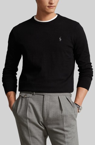 Slim fit pleten bombažen pulover