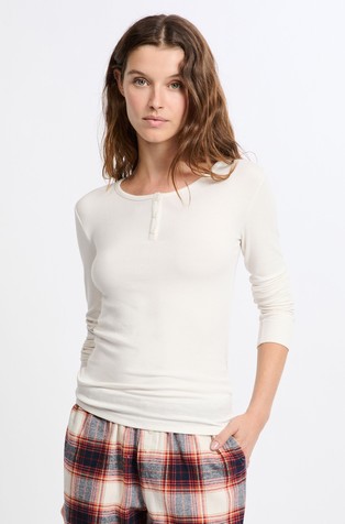 Paolina long-sleeved pyjama T-shirt in stretch viscose