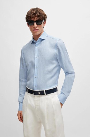 Slim fit lanena srajca