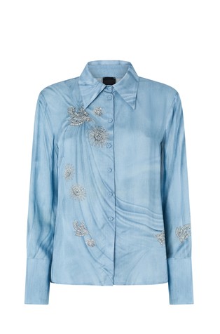Embroidered satin shirt