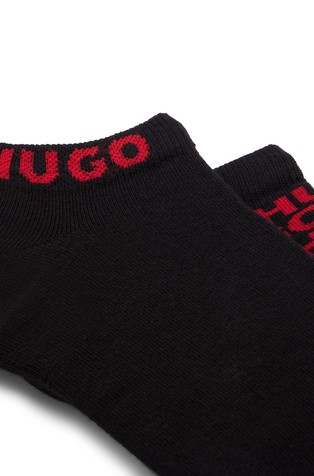 HUGO BOSS Paket 2 parov logo nizkih nogavic iz bombažne mešanice Črna - Black 2
