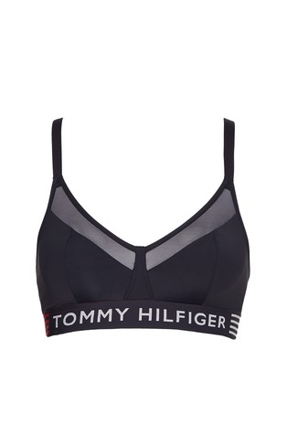 TOMMY HILFIGER TH Stretch Logo triangel modrček z mrežastim vstavkom Modra - Blue 4