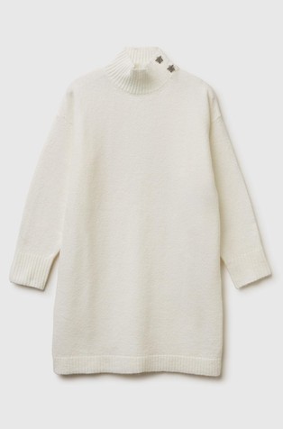 Pletena obleka s puli ovratnikom