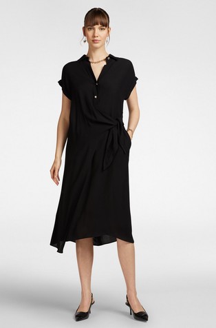 Midi shirt dress with side knot