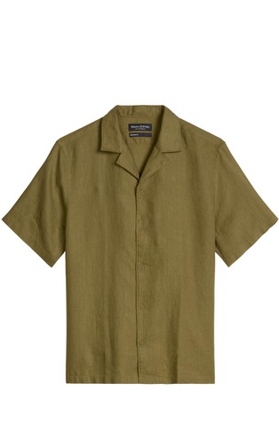Regular fit short-sleeved linen shirt