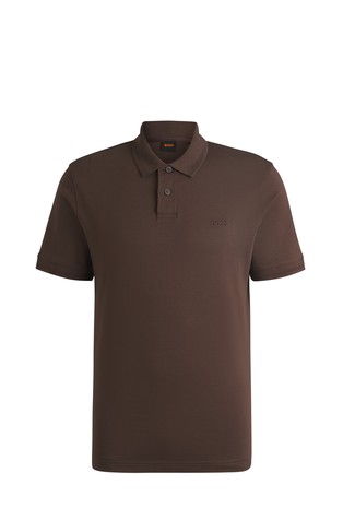 Interlock-cotton polo shirt with logo print