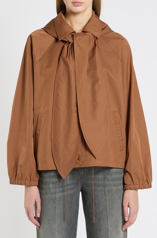 Water-repellent jacket with detachable hood