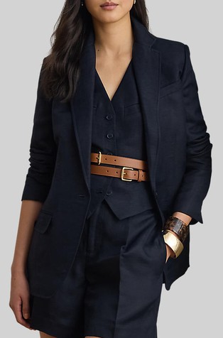 Suknjič z enorednim zapenjanjem iz lanene mešanice