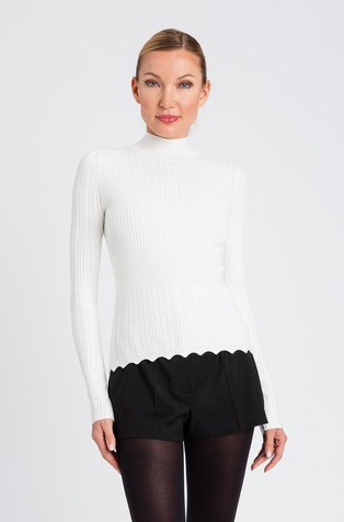 Rib knit mock neck jumper