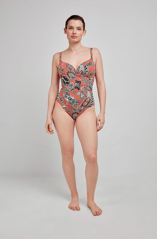 GISELA Shape-control swimsuit with pattern Orange Patterned 4