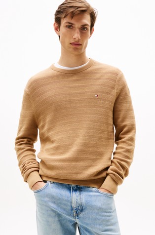 Textured Stripe Crew Neck Jumper