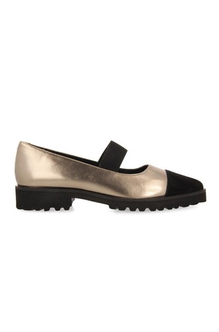 Metallic leather ballerinas with contrast insert