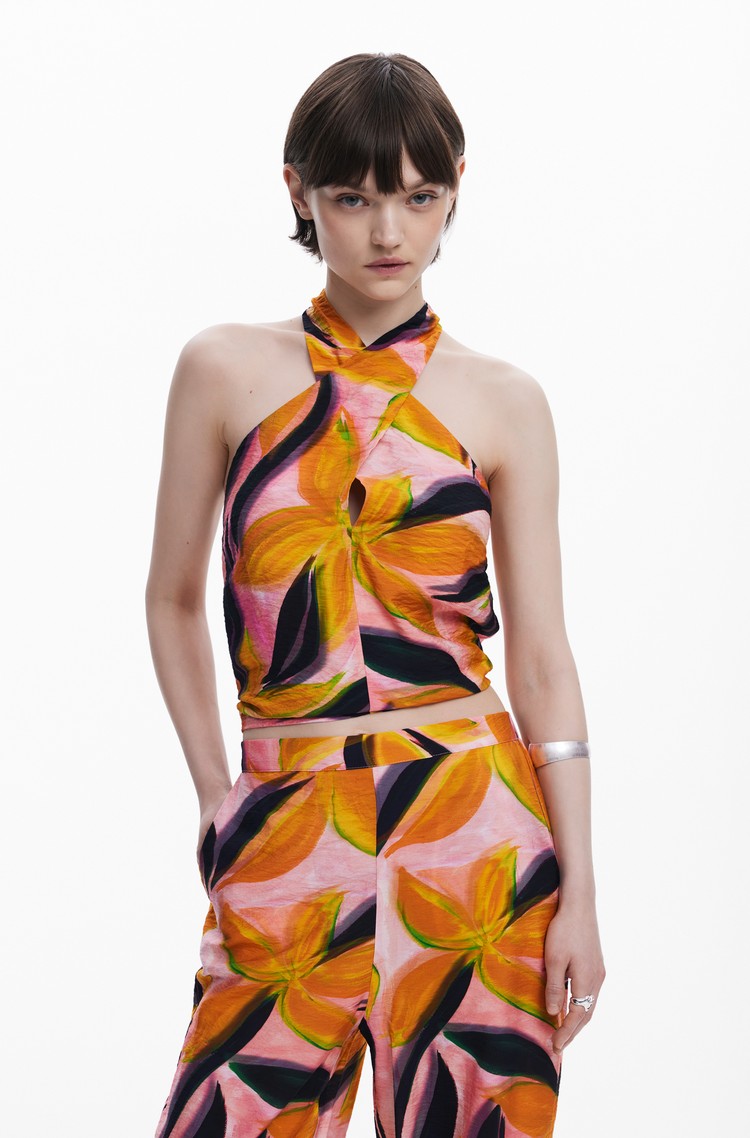 DESIGUAL Crossed flowers Blouse Multi 