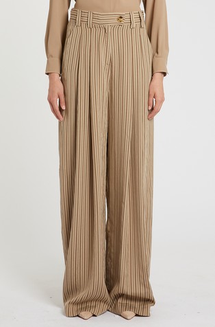 Viscose palazzo trousers with striped pattern