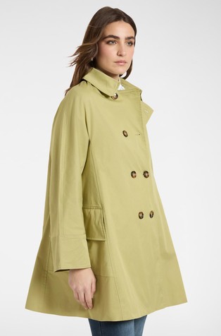Stretch cotton gabardine kimono cut pea coat