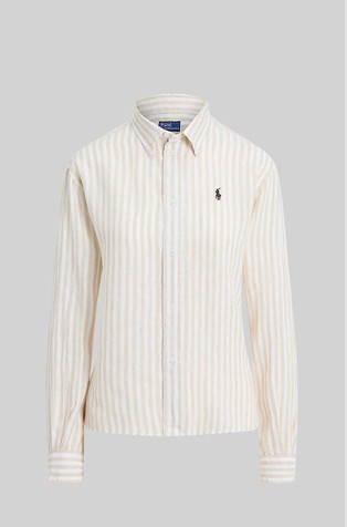 Wide Patterned Linen Shirt