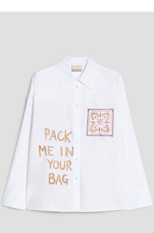 Cotton shirt with exclusive motifs and contrast back insert