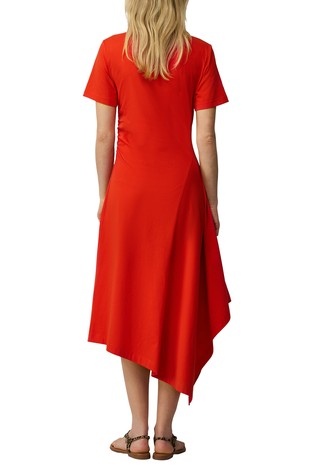S.OLIVER Midi dress with gathers and an asymmetric skirt Red 2
