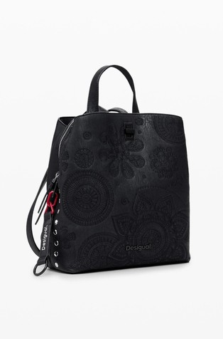 DESIGUAL Nahrbtnik iz umetnega usnja z vezeninami Črna - Black 2