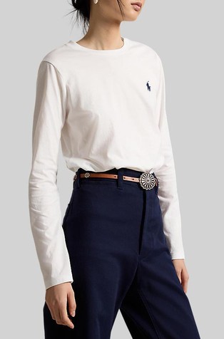 Classic fit majica z dolgimi rokavi iz jerseya