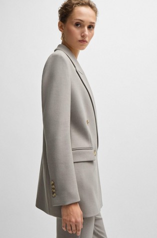 HUGO BOSS Suknjič z dvorednim zapenjanjem iz viskozne mešanice Siva - Light Grey 2