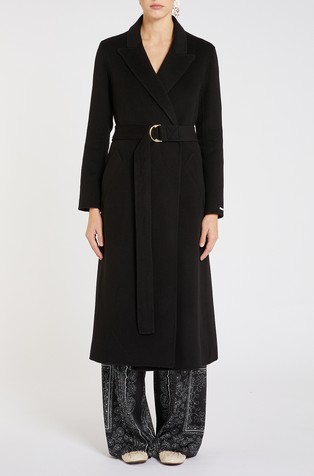 Plašč iz volnene mešanice s pasom