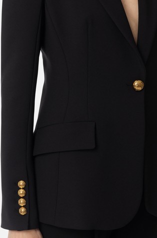 ELISABETTA FRANCHI Crêpe jacket with decorative back strap Black 3