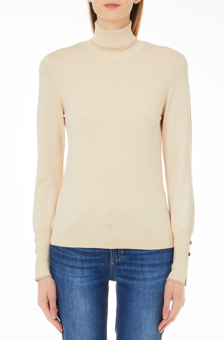 LIU JO Turtleneck jumper with buttons Soft Cream 