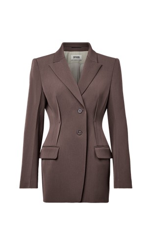 Fitted long blazer in techno twill