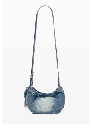 Denim crossbody bag with embossed logo