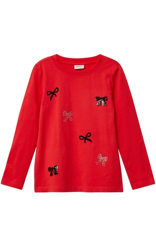 Long-sleeved T-shirt with decorative bows