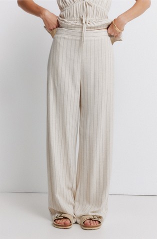 Striped wide leg trousers in viscose-blend