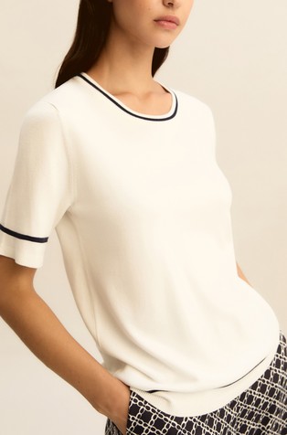 Viscose-blend knit T-shirt