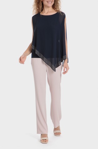 PUNT ROMA Bluza z ogrinjalom iz šifona Modra - Dark Blue 3