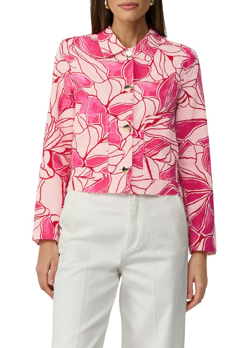 S.OLIVER Textured cotton jacket with an all-over print Pink 
