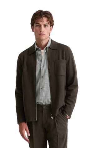 Overshirt cardigan in wool-blend