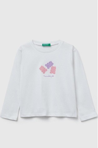 Bombažna majica z dolgimi rokavi in potiskom